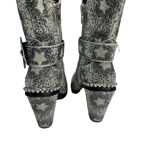 Boots - Rhinestones boots - Sheriff Shine Boots - Black/Silver with stars NWT - Picture 5 of 13